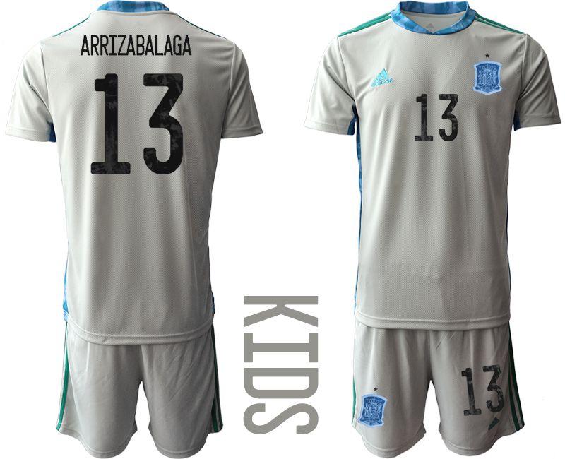 Youth 2021 World Cup National Spain gray goalkeeper #13 Soccer Jerseys->spain jersey->Soccer Country Jersey